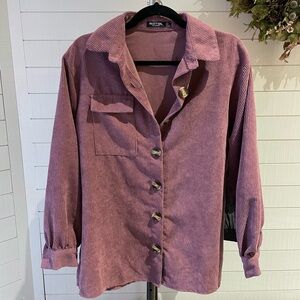 NastyGal Oversized Corduroy Flap Pocket Shirt